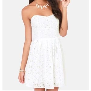 Jack By BB Dakota Patton White Eyelet Lace Dress Size Large Fit & Flare